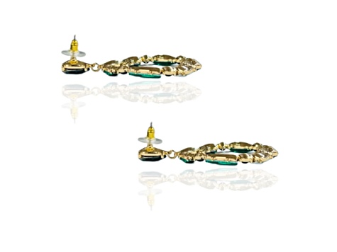 Off Park® Collection, Gold-Tone Oval Open Center Mixed-Shaped Emerald Crystal Drop Earrings.