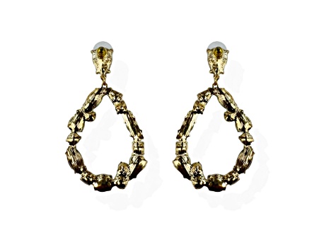 Off Park® Collection, Gold-Tone Oval Open Center Mixed-Shaped Emerald Crystal Drop Earrings.