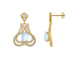 White Opal 14K Gold Plated Over Sterling Silver Earrings 3.26ctw