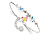 Sterling Silver Enamel Crystal Butterfly Stars with 1-inch Extension Bracelet