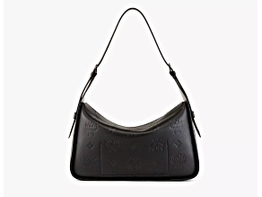 MCM Medium Aren Shoulder Bag with Monogram Leather in Black Handbag