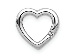 Rhodium Over 14k White Gold Diamond Heart Chain Slide Pendant