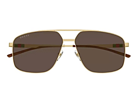 Gucci Gold Tone Square Frame / Brown Lenses Sunglasses  display picture 1