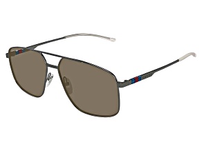 Gucci Ruthenium Square Frame / Gray Lenses Sunglasses
