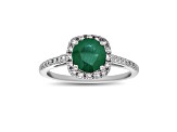 1.20ctw Emerald and Diamond Engagement Ring in 14k White Gold