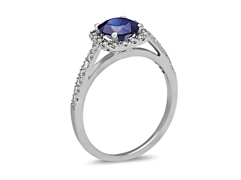 1.35ctw Sapphire and Diamond Engagement Ring in 14k White Gold