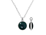 Judith Ripka Green Agate Verona Rhodium Over Sterling Silver Necklace
