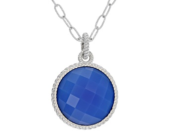 Picture of Judith Ripka Verona Blue Agate Rhodium Over Sterling Silver Necklace