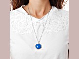 Judith Ripka Verona Blue Agate Rhodium Over Sterling Silver Necklace