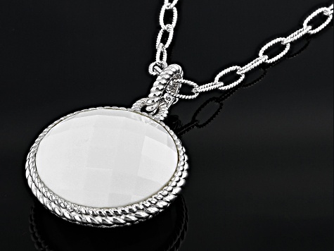 Judith Ripka Verona White Agate Rhodium Over Sterling Silver Necklace
