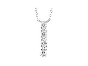 White Lab-Grown Diamond 14kt White Gold 4-Stone Hinged Drop Necklace 0.60ctw