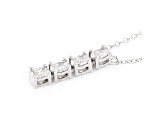 White Lab-Grown Diamond 14kt White Gold 4-Stone Hinged Drop Necklace 0.60ctw