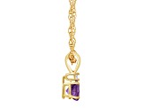 6mm Round Amethyst with Diamond Accent 14k Yellow Gold Pendant With Chain