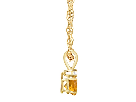 6mm Round Citrine with Diamond Accent 14k Yellow Gold Pendant With Chain