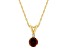 6mm Round Garnet with Diamond Accent 14k Yellow Gold Pendant With Chain