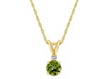 6mm Round Peridot with Diamond Accent 14k Yellow Gold Pendant With Chain