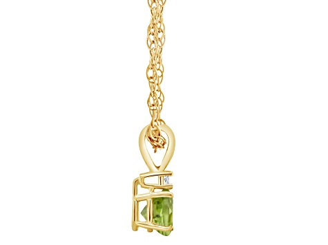 6mm Round Peridot with Diamond Accent 14k Yellow Gold Pendant With Chain