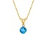 6mm Round Blue Topaz with Diamond Accent 14k Yellow Gold Pendant With Chain