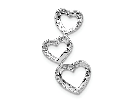 Rhodium Over 14k White Gold Diamond Triple Heart Chain Slide