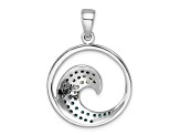 Rhodium Over Sterling Silver Polished Cubic Zirconia Wave Pendant