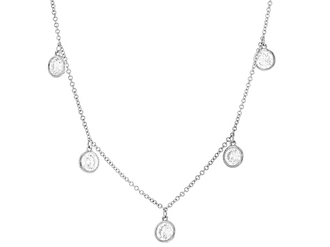 Round White Lab-Grown Diamond F-G SI 14K White Gold Station Necklace 2.00ctw