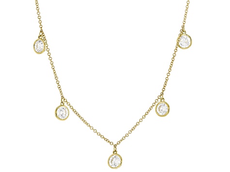Round White Lab-Grown Diamond F-G SI 14K Yellow Gold Station Necklace 2.00ctw