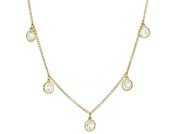Picture of Round White Lab-Grown Diamond F-G SI 14K Yellow Gold Station Necklace 2.00ctw