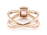 Pink And White Lab-Grown Diamond 14k Rose Gold Crossover Halo Ring 1.10ctw
