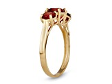 Round Garnet 3-Stone 10K Yellow Gold Ring 2.00ctw