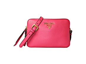 Prada Peonia Pink Vitello Phenix Leather Double Zip Crossbody