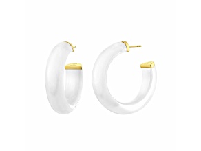 14K Yellow Gold Over Sterling Silver Small Illusion Lucite Hoop Earrings in Dove