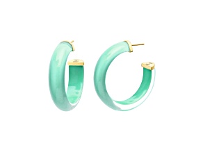 14K Yellow Gold Over Sterling Silver Small Illusion Lucite Hoop Earrings in Mint