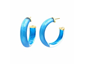 14K Yellow Gold Over Sterling Silver Small Illusion Lucite Hoop Earrings in Fiji