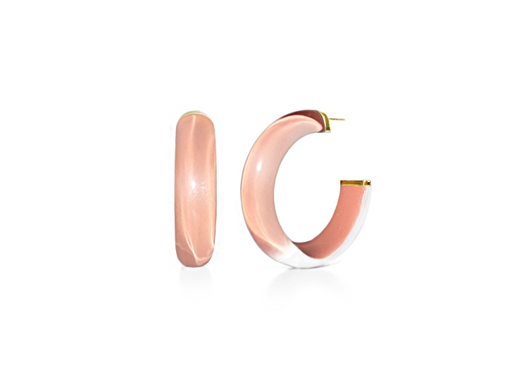 14K Yellow Gold Over Sterling Silver Small Illusion Acrylic Hoop Earrings in Rose Gold Color