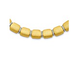 18K Yellow Gold with White Rhodium Diamond Textured 18 Inch Necklace