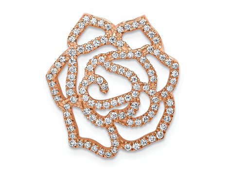 14k Rose Gold Diamond Fancy Flower Chain Slide