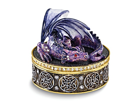Bejeweled KAIDA Purple Dragon Necklace with Trinket Box