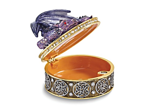 Bejeweled KAIDA Purple Dragon Necklace with Trinket Box