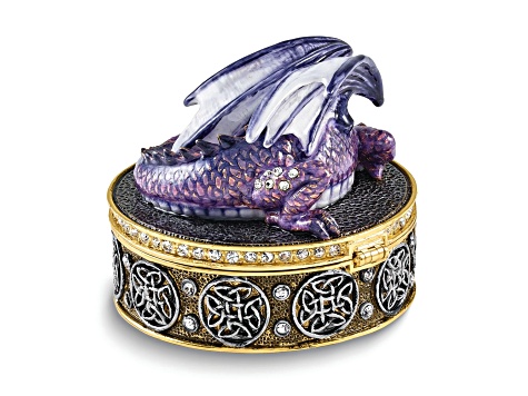 Bejeweled KAIDA Purple Dragon Necklace with Trinket Box