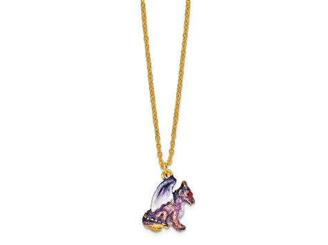 Bejeweled KAIDA Purple Dragon Necklace with Trinket Box