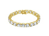 White Cubic Zirconia 18k Yellow Gold Over Sterling Silver Tennis Bracelet 65.64ctw