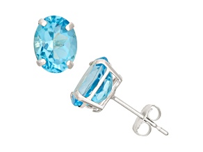 Swiss Blue Topaz 10K White Gold Earrings 2.30ctw