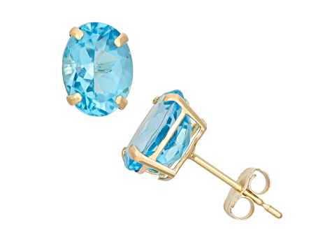 Swiss Blue Topaz 10K Yellow Gold Earrings 2.30ctw