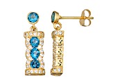 London Blue Topaz 10K Yellow Gold Dangle Earrings 1.18ctw