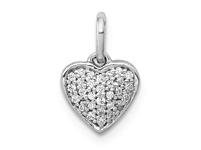 Rhodium Over 14k White Gold Diamond Heart Pendant
