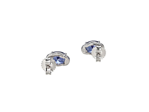 Blue And White Cubic Zirconia Rhodium Over Sterling Silver Stud Earrings 3.12ctw