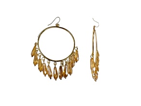 Off Park® Collection, Gold-Tone Champagne Bead Dangle Earrings with Fishhook Closure.