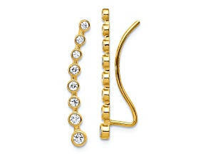 14k Yellow Gold Cubic Zirconia Ear Climber Earrings