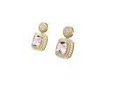 Pink Morganite and White Diamond 14K Yellow Gold Earrings