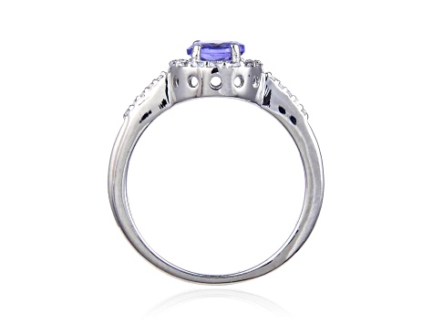 Tanzanite with White Topaz Accents Sterling Silver Halo Ring